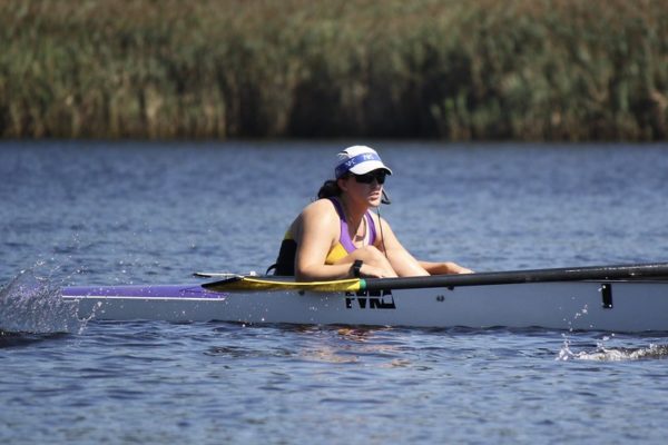 Coxswain in a racing boat